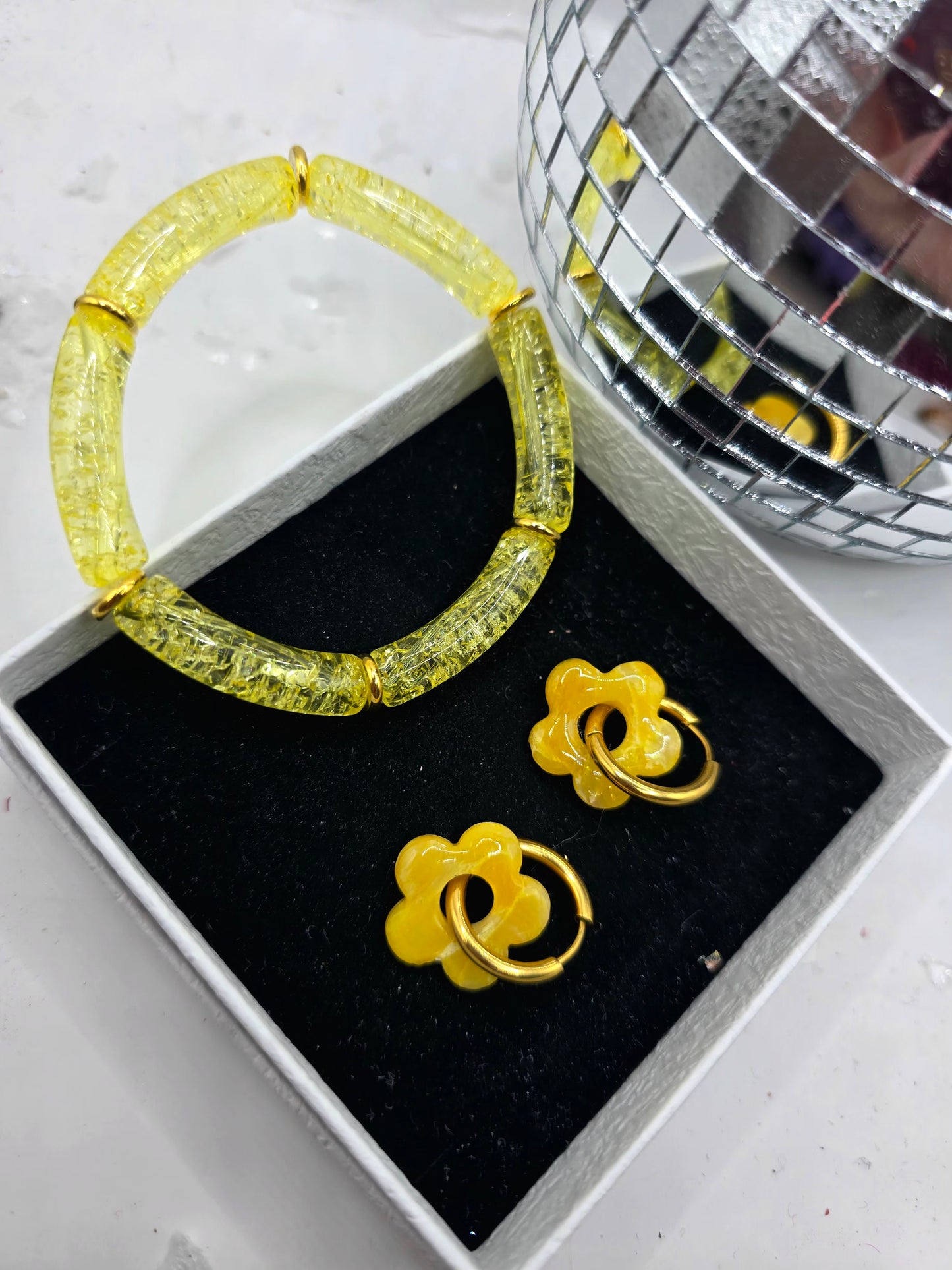 box Esme + pampilles assortie - Jaune