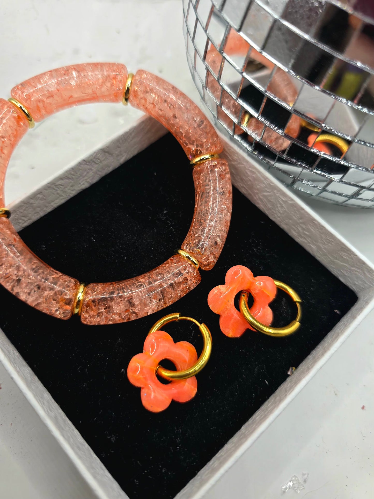 box Virginia + pampilles assortie - Corail