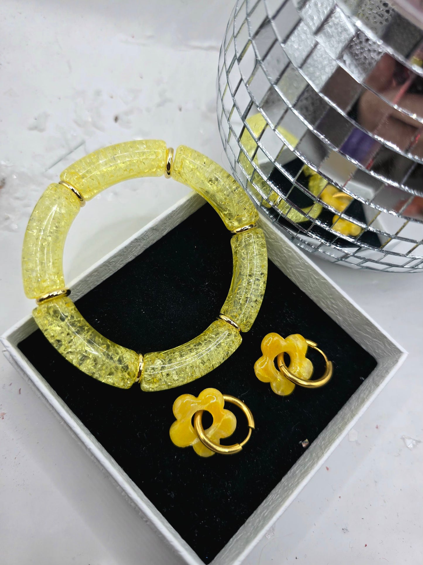 box Virginia + pampilles assortie - Jaune