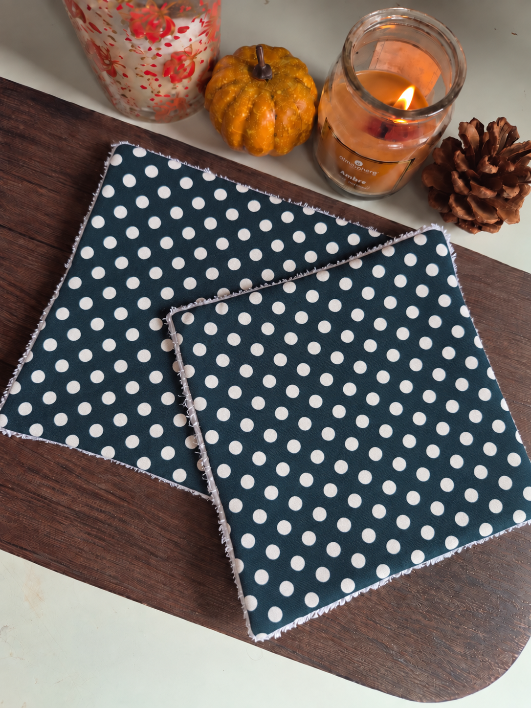 Cotons démaquillants (lot de 2) - motif noir pois blanc