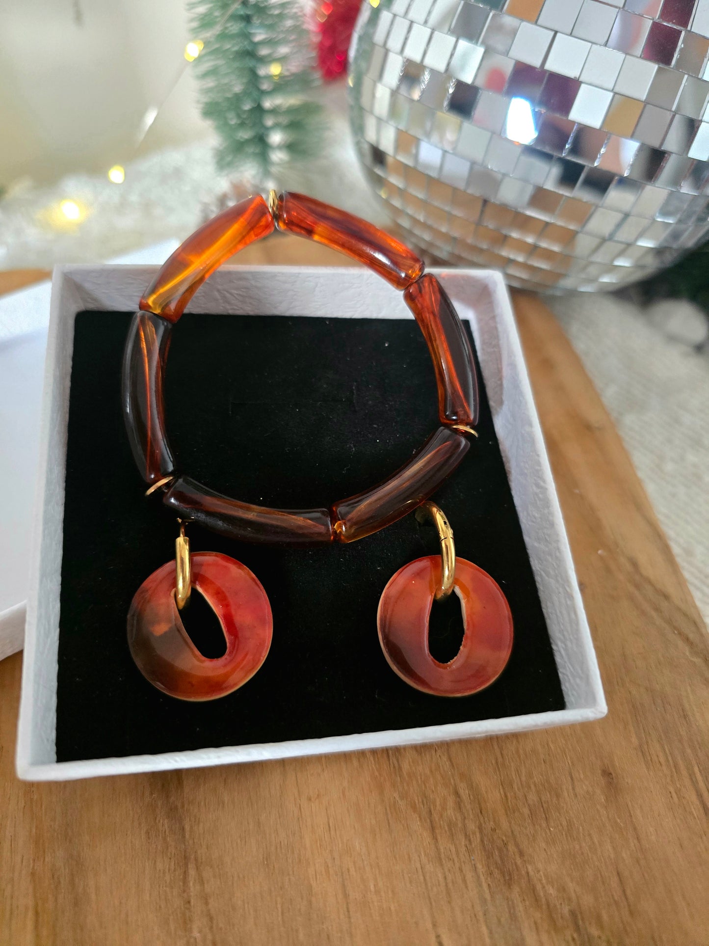 box châtaigne - bracelet + pampilles