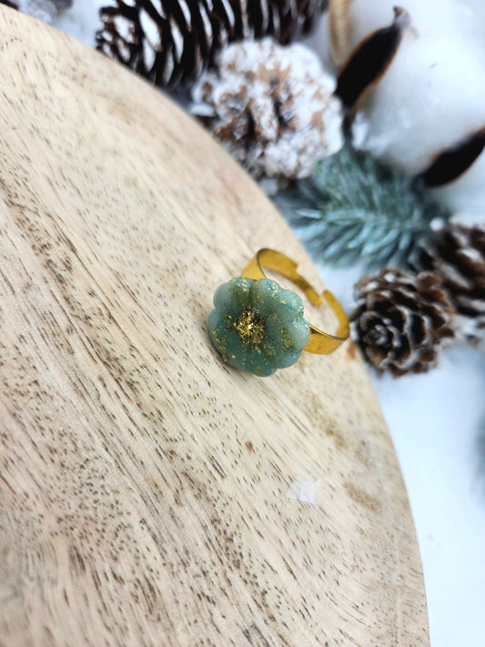bague fleur turquoise