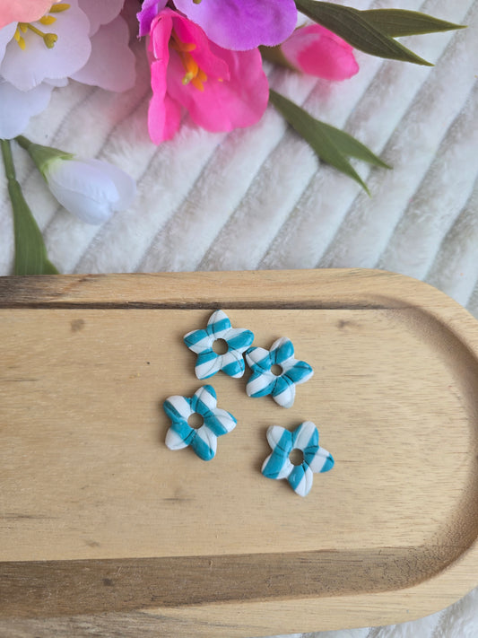 Mini Léonie - rayé turquoise et blanc