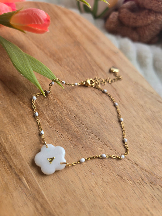 🌸Bracelet fleurs personnalisable dorée 🌸