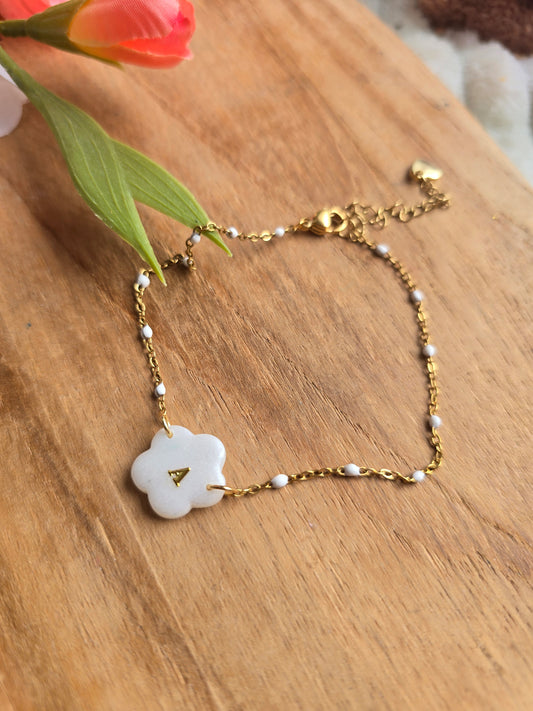 🌸Bracelet fleurs personnalisable dorée 🌸