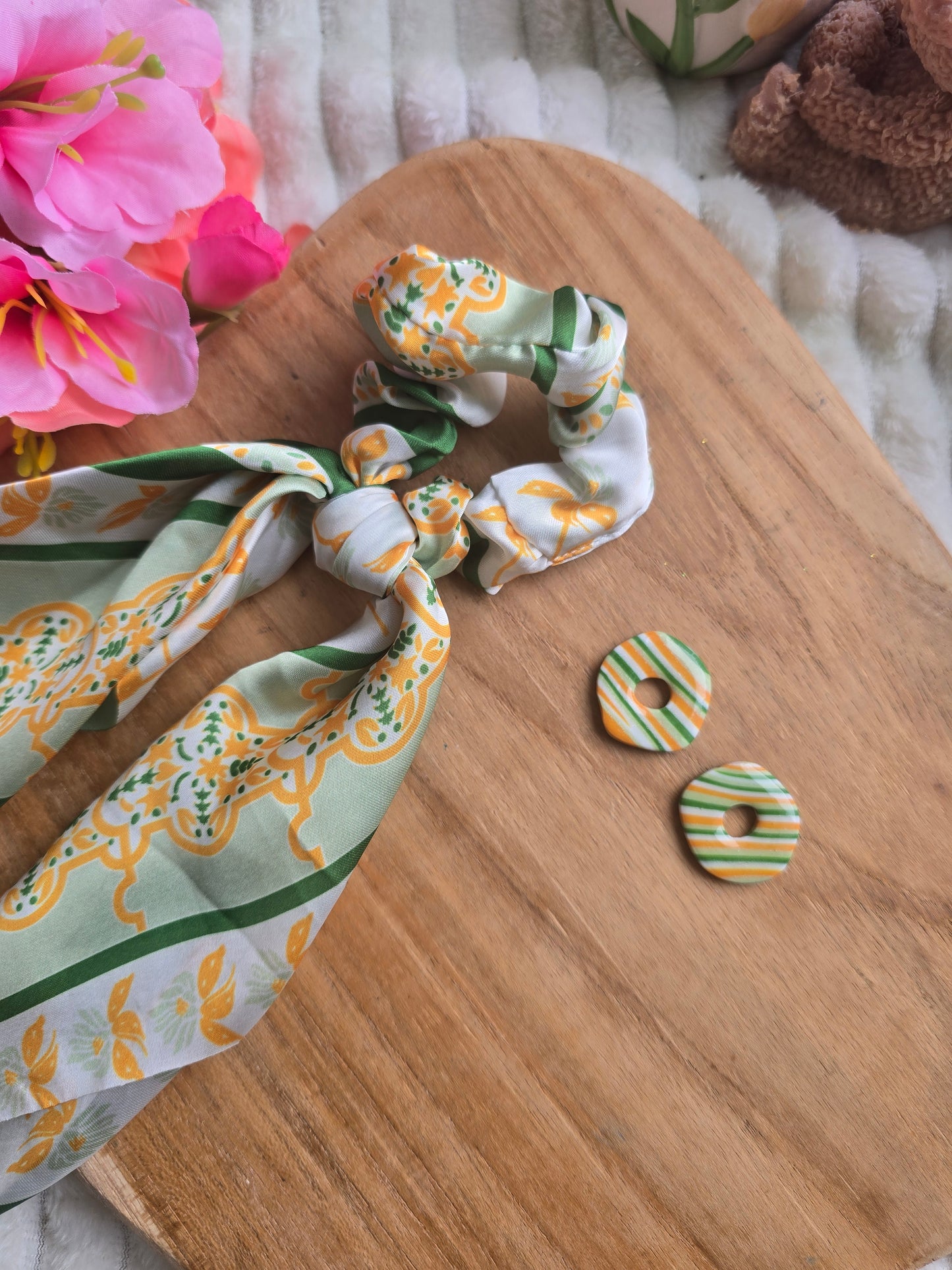 🌸Box chouchou vert + pampilles assortie (sans créoles)🌸