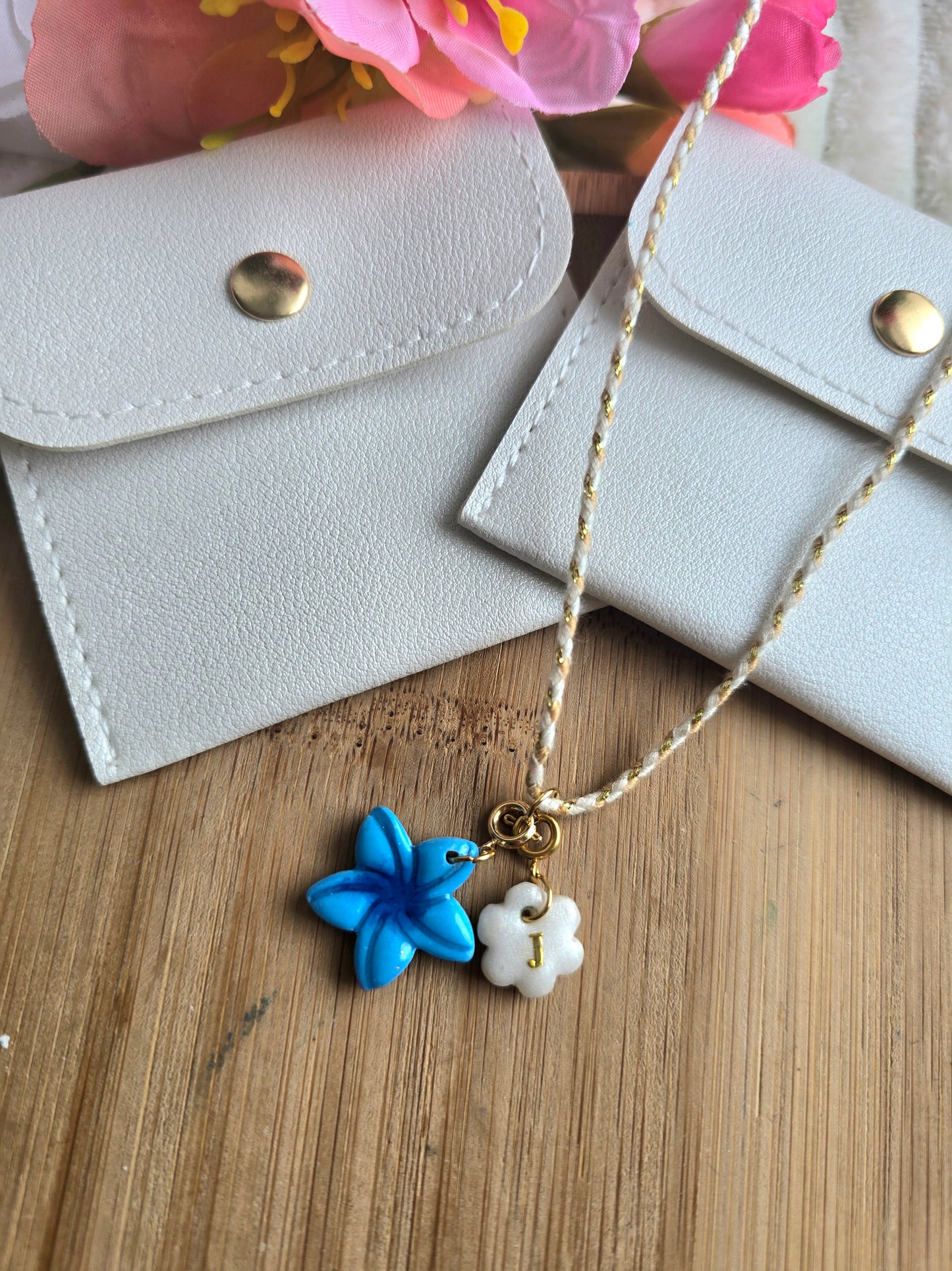 🌸Collier Léonie + fleurs personnalisable 🌸