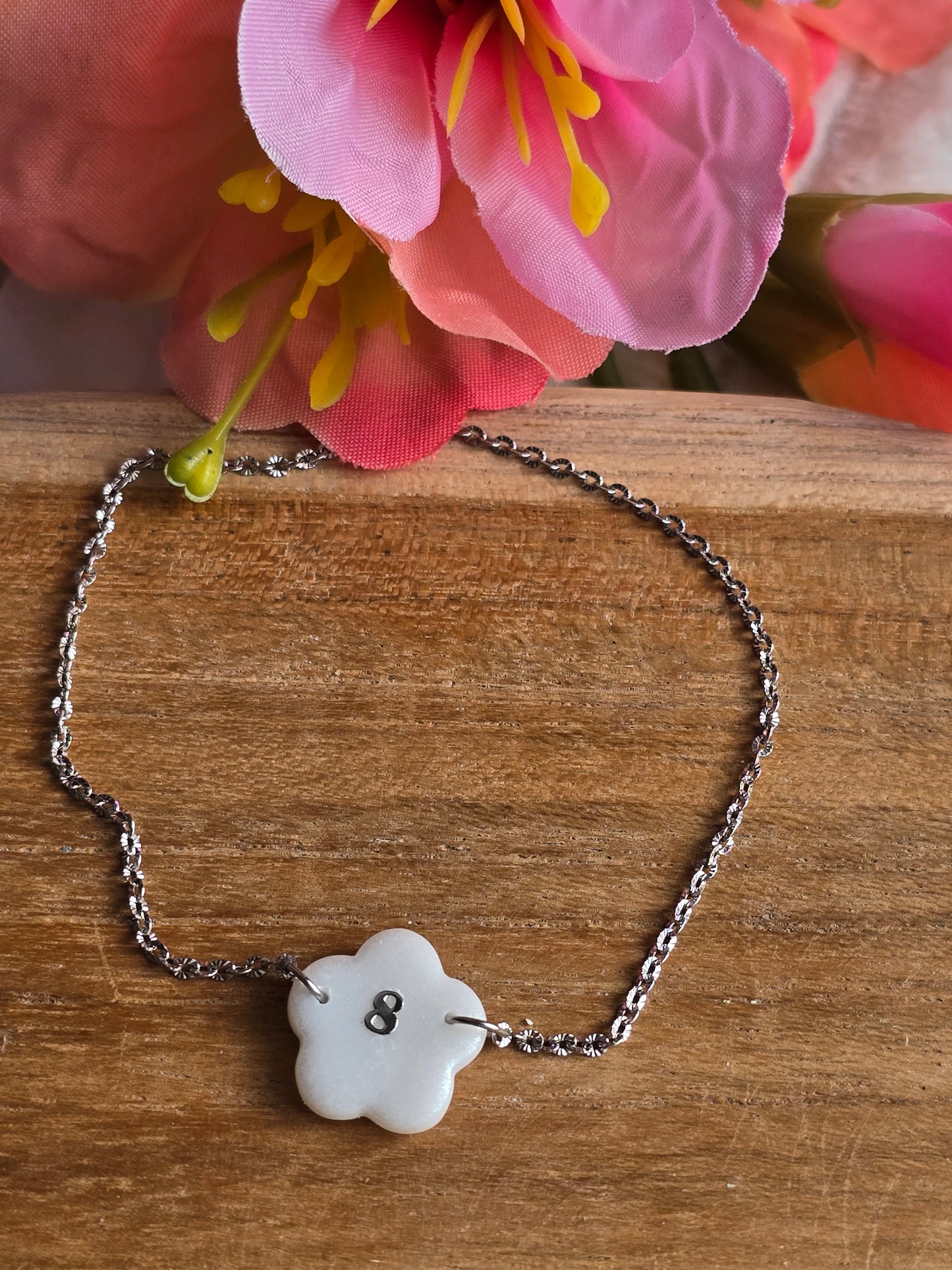 🌸Bracelet fleurs personnalisable argenté 🌸