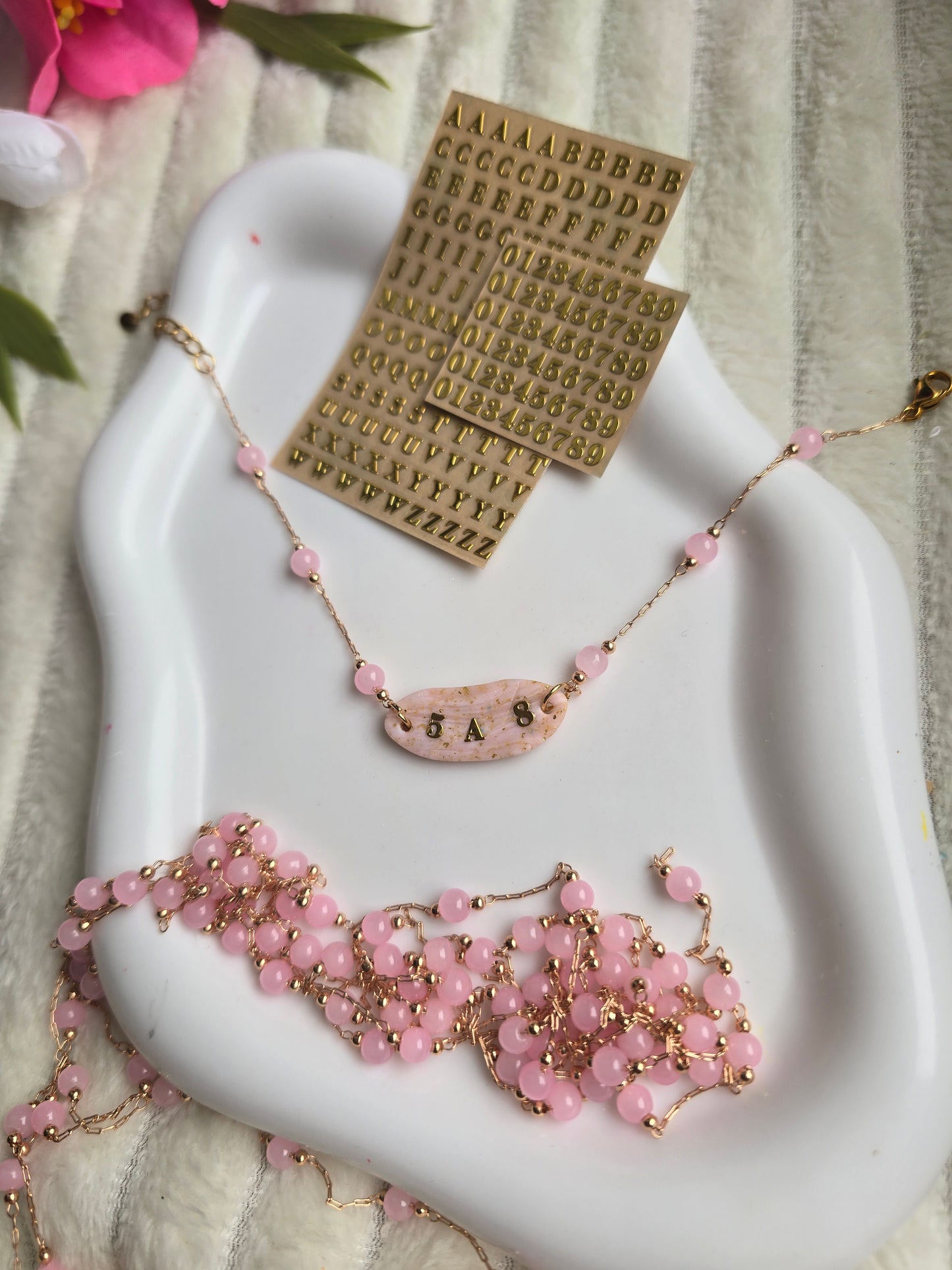 Bracelet gourmette rose 🌼