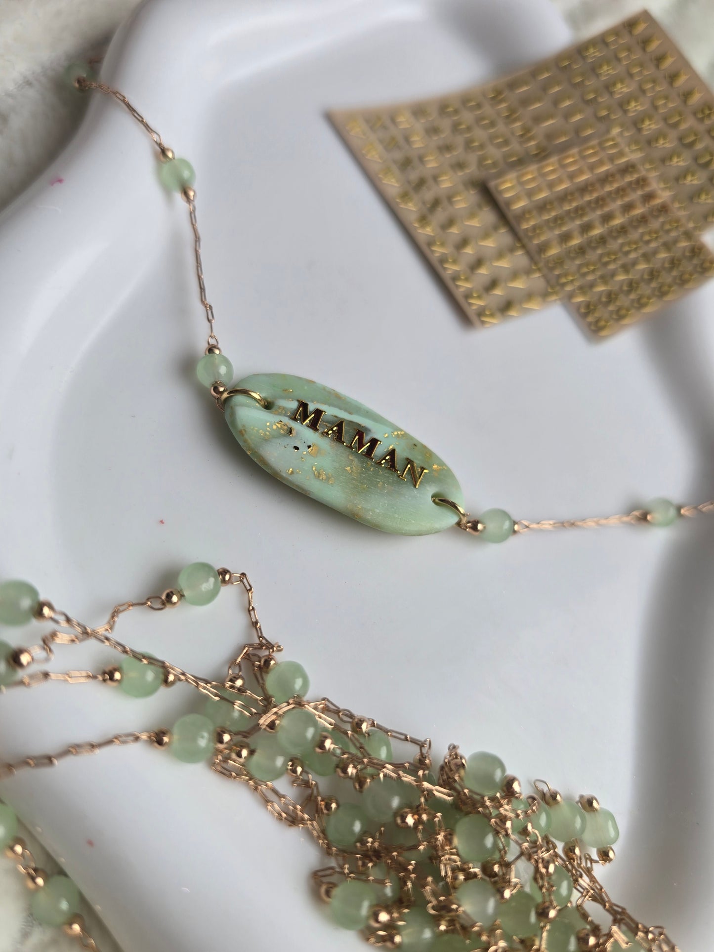 Bracelet gourmette vert 🌼