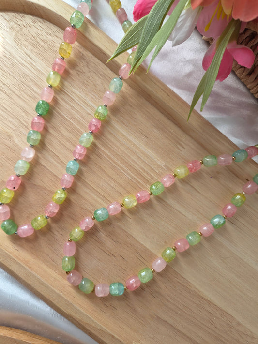 Collier Agathe vert rose