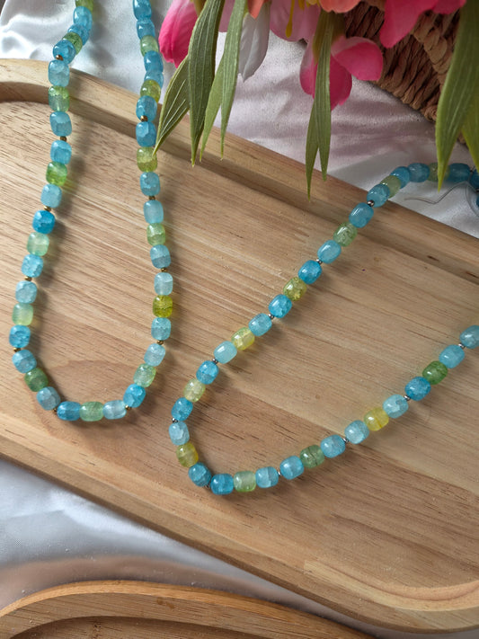 Collier Agathe vert et bleu clair