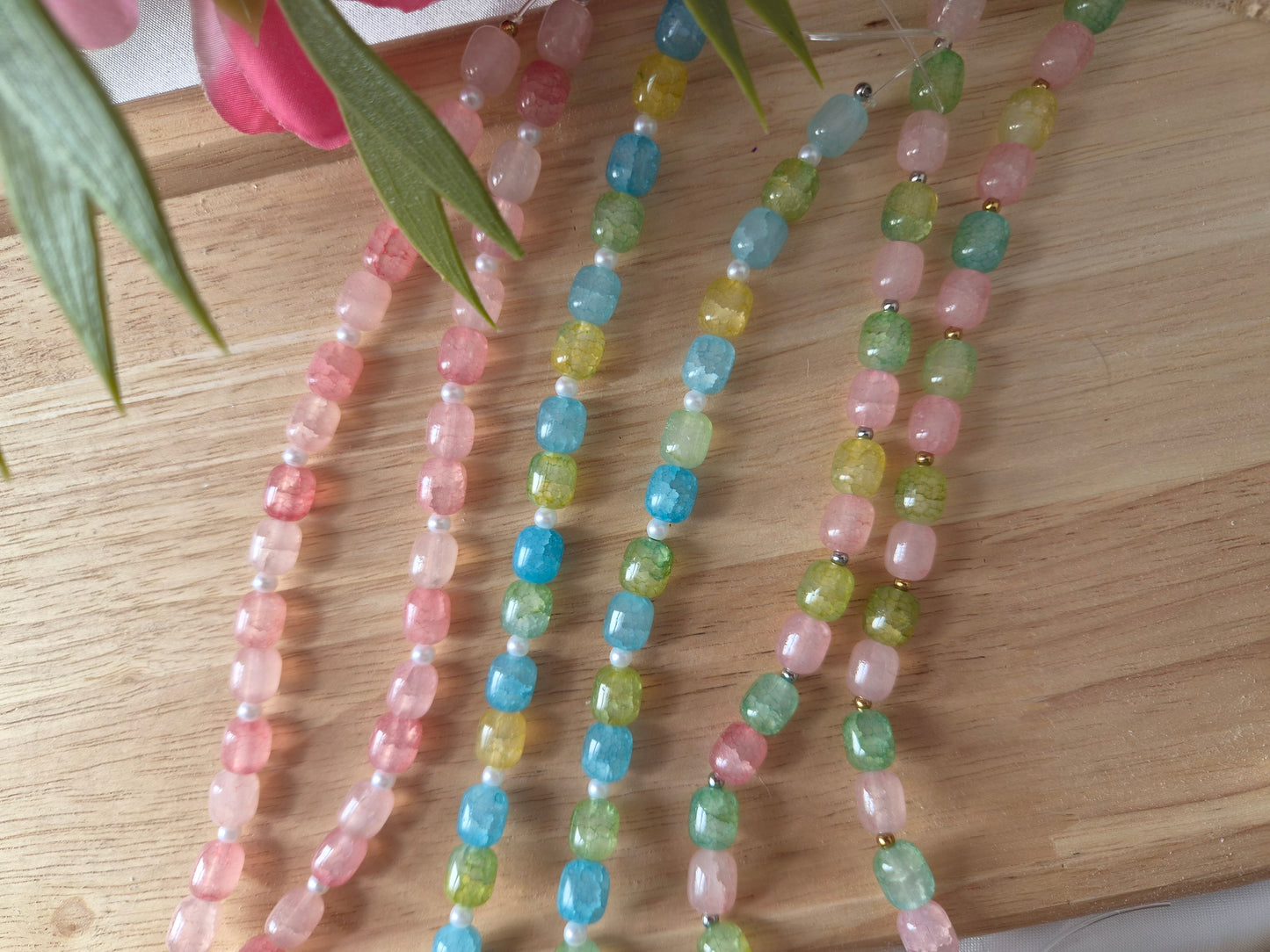 Bracelet Agathe rose et vert
