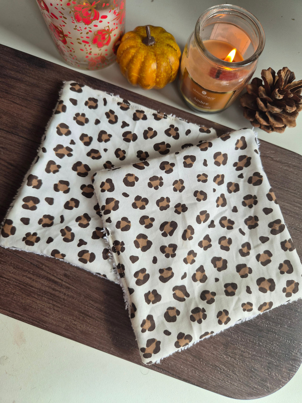 Cotons démaquillants - Blanc motif léopard