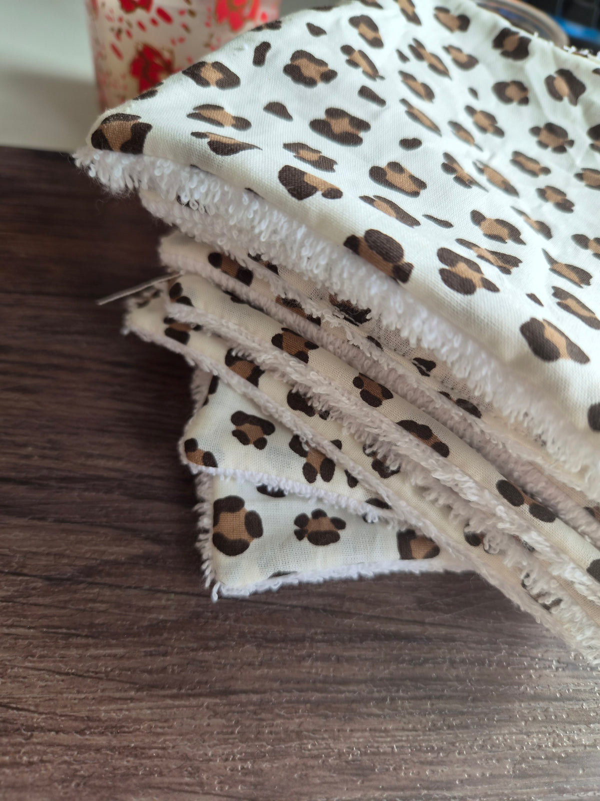Cotons démaquillants (lot de 2) - blanc motif léopard