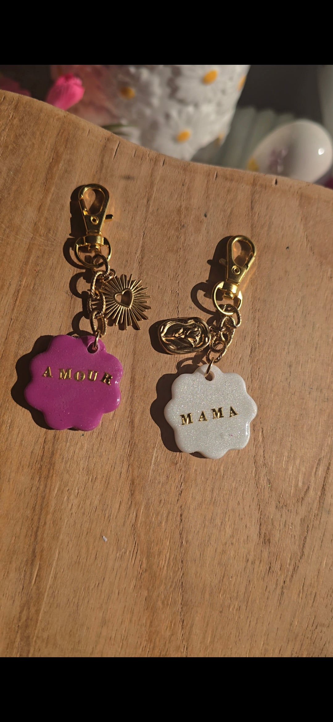 🌸Porte clé fleurs personnalisable 🌸